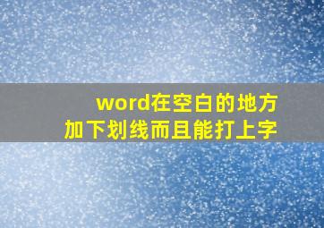 word在空白的地方加下划线而且能打上字