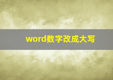 word数字改成大写