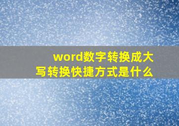 word数字转换成大写转换快捷方式是什么