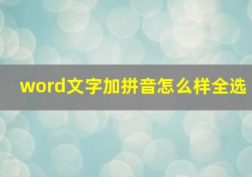 word文字加拼音怎么样全选