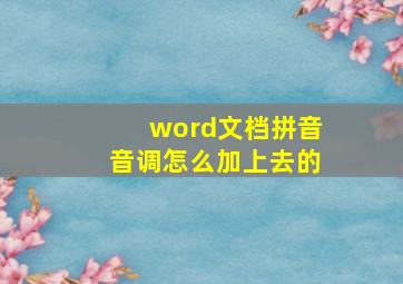 word文档拼音音调怎么加上去的