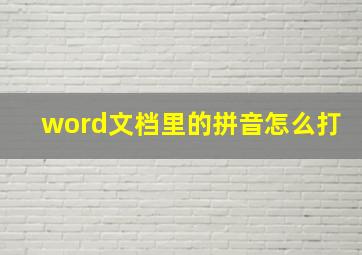 word文档里的拼音怎么打