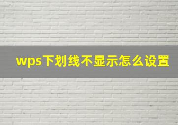 wps下划线不显示怎么设置