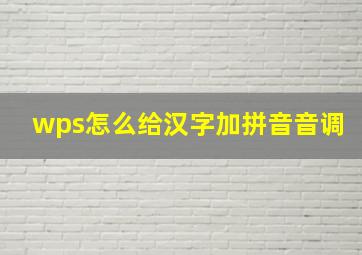 wps怎么给汉字加拼音音调