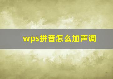 wps拼音怎么加声调