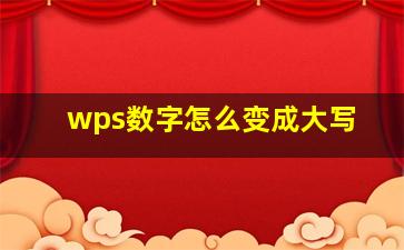 wps数字怎么变成大写