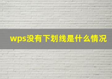 wps没有下划线是什么情况