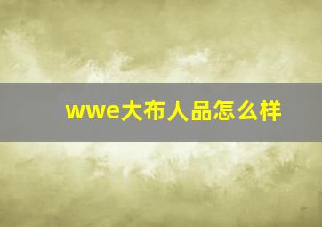 wwe大布人品怎么样