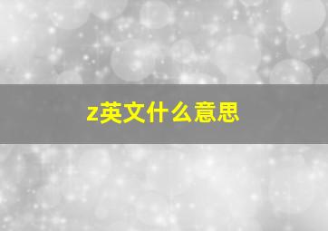 z英文什么意思