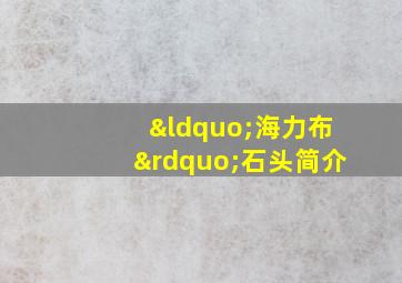 “海力布”石头简介