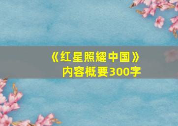 《红星照耀中国》内容概要300字