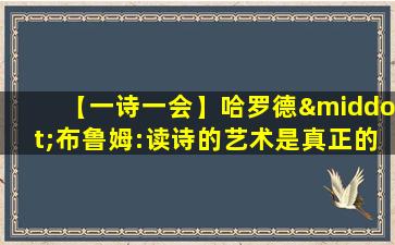 【一诗一会】哈罗德·布鲁姆:读诗的艺术是真正的扩展