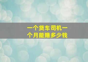 一个货车司机一个月能赚多少钱