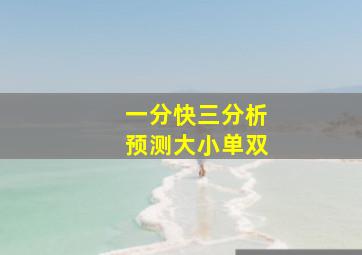 一分快三分析预测大小单双