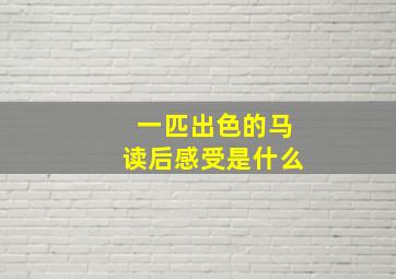 一匹出色的马读后感受是什么