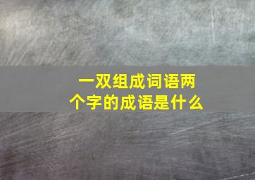 一双组成词语两个字的成语是什么