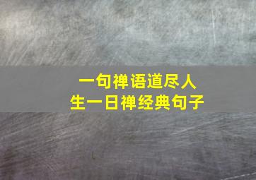 一句禅语道尽人生一日禅经典句子