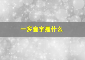 一多音字是什么