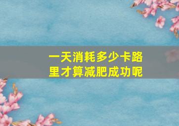 一天消耗多少卡路里才算减肥成功呢