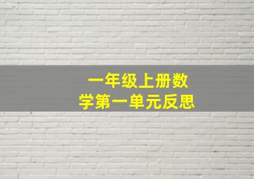 一年级上册数学第一单元反思