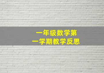 一年级数学第一学期教学反思