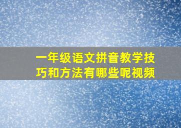 一年级语文拼音教学技巧和方法有哪些呢视频