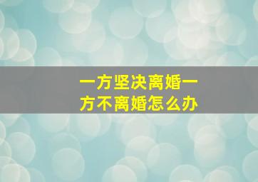 一方坚决离婚一方不离婚怎么办