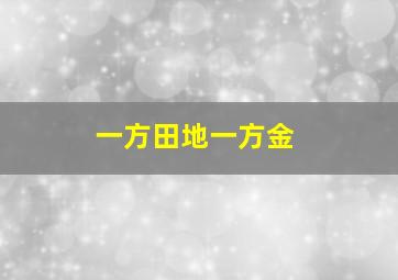 一方田地一方金