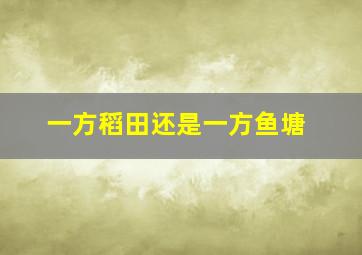 一方稻田还是一方鱼塘