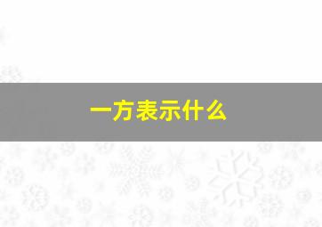 一方表示什么