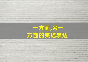 一方面,另一方面的英语表达