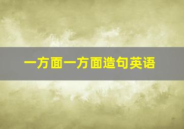 一方面一方面造句英语