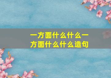 一方面什么什么一方面什么什么造句