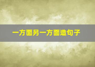 一方面另一方面造句子