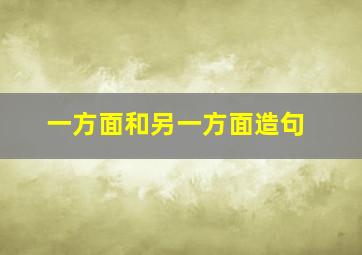 一方面和另一方面造句