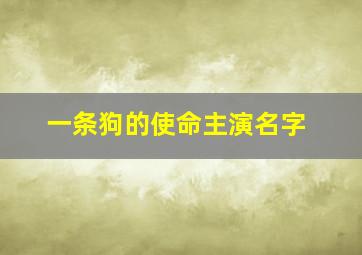 一条狗的使命主演名字