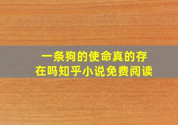 一条狗的使命真的存在吗知乎小说免费阅读