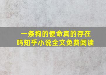 一条狗的使命真的存在吗知乎小说全文免费阅读