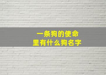 一条狗的使命里有什么狗名字