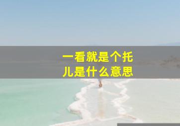 一看就是个托儿是什么意思