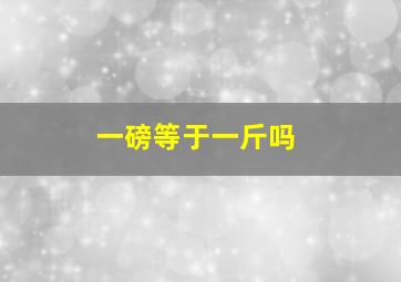 一磅等于一斤吗