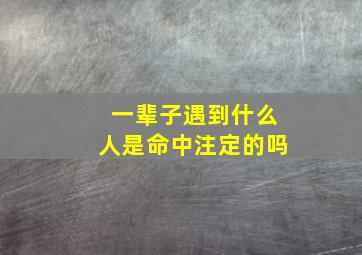 一辈子遇到什么人是命中注定的吗