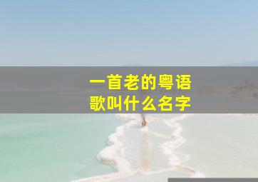 一首老的粤语歌叫什么名字