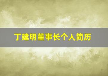 丁建明董事长个人简历