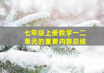 七年级上册数学一二单元的重要内容总结