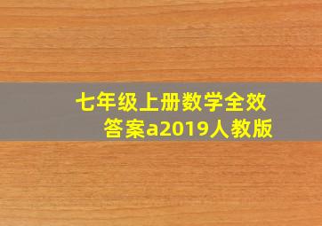 七年级上册数学全效答案a2019人教版