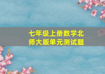 七年级上册数学北师大版单元测试题