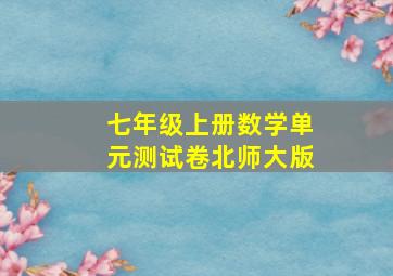 七年级上册数学单元测试卷北师大版