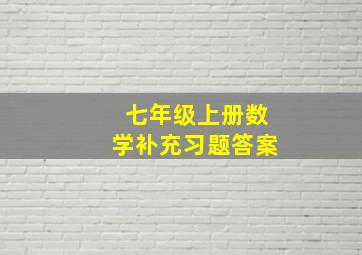 七年级上册数学补充习题答案