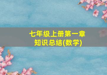 七年级上册第一章知识总结(数学)